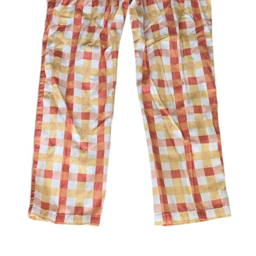 Free People She’s All That Orange Yellow Picnic Gingham Checker Crop Pants - 8 - Picture 11 of 15